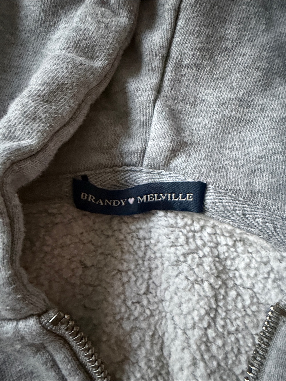 Brandy Melville Classic Grey Zip-Up Hoodie - Picture 3 of 3
